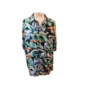 FOUNDRY SUPPLY CO HAWIAAN BUTTON UP PARROT MENS PLUS 3XL